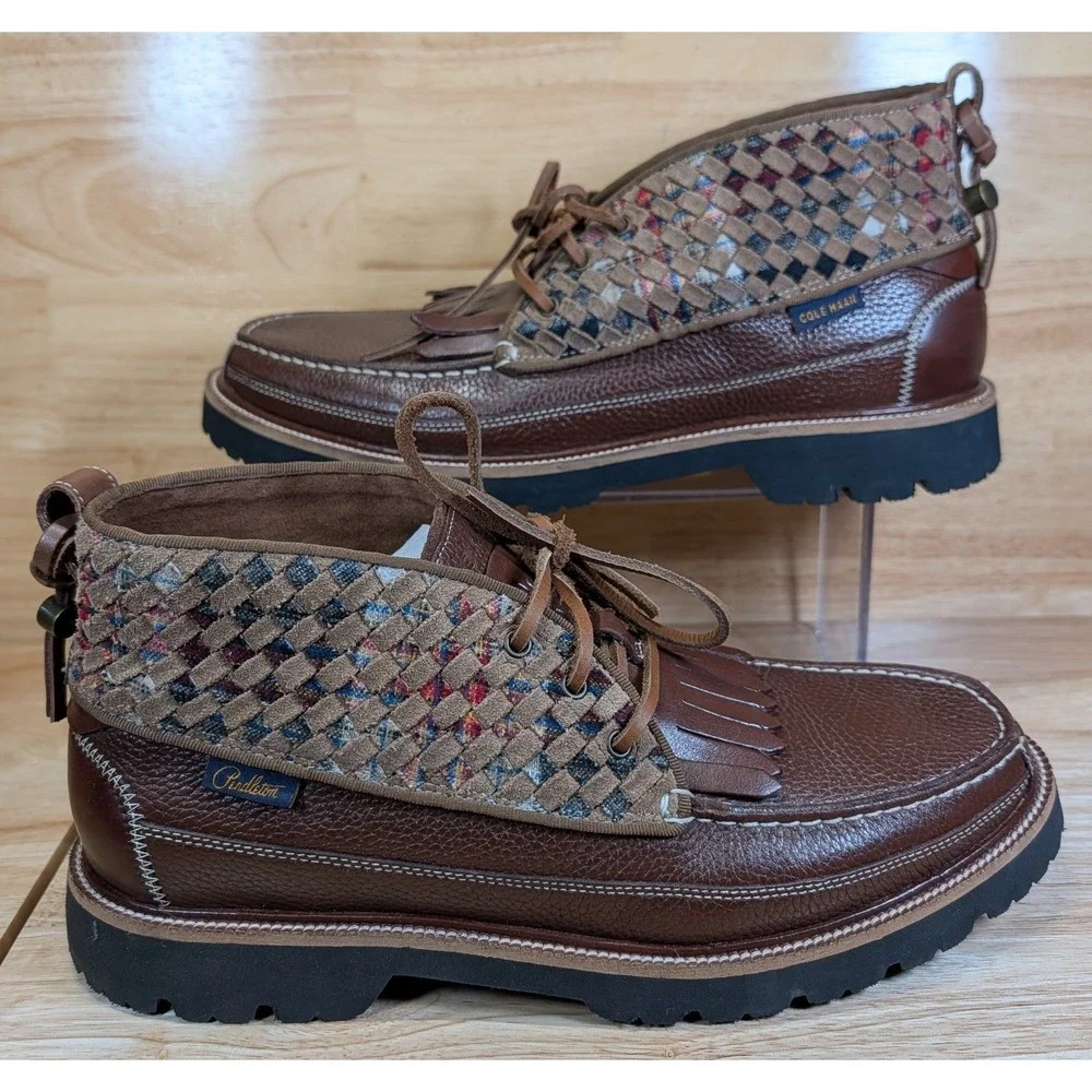 Cole Haan x Pendleton Mens British Tan Leather Wool‎ Chukka Boots C36447 Size 9M